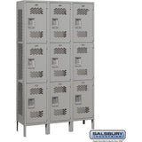 15" Wide Triple Tier Vented Metal Locker - 3 Wide - 6 Feet High - 15" Deep by Salsbury