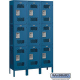 15" Wide Triple Tier Vented Metal Locker - 3 Wide - 6 Feet High - 15" Deep by Salsbury