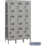 15" Wide Triple Tier Vented Metal Locker - 3 Wide - 6 Feet High - 18" Deep by Salsbury