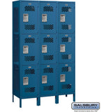 15" Wide Triple Tier Vented Metal Locker - 3 Wide - 6 Feet High - 18" Deep by Salsbury