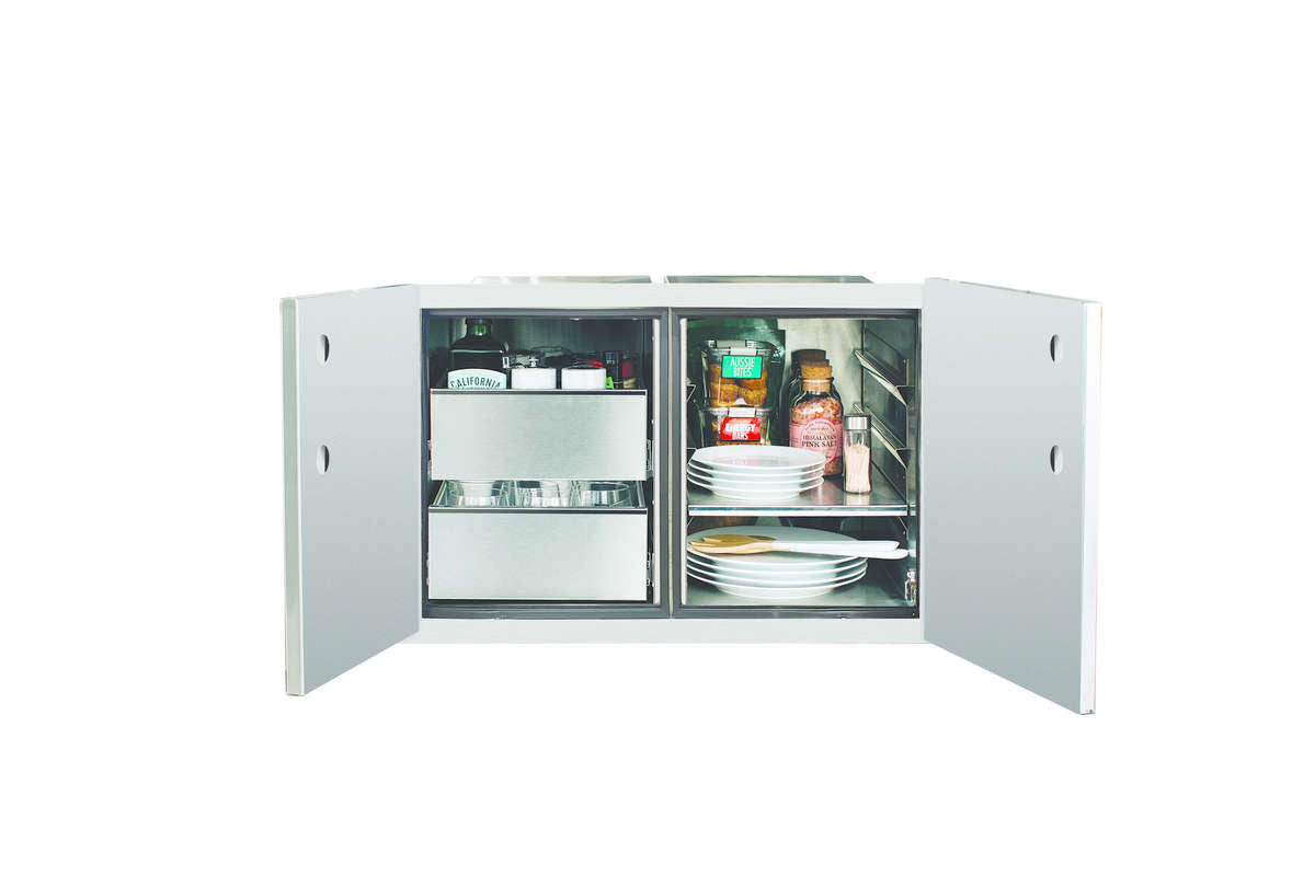 TrueFlame 36" 2-Drawer Dry Storage Pantry & Enclosed Cabinet Combo - TF-DP-36DC