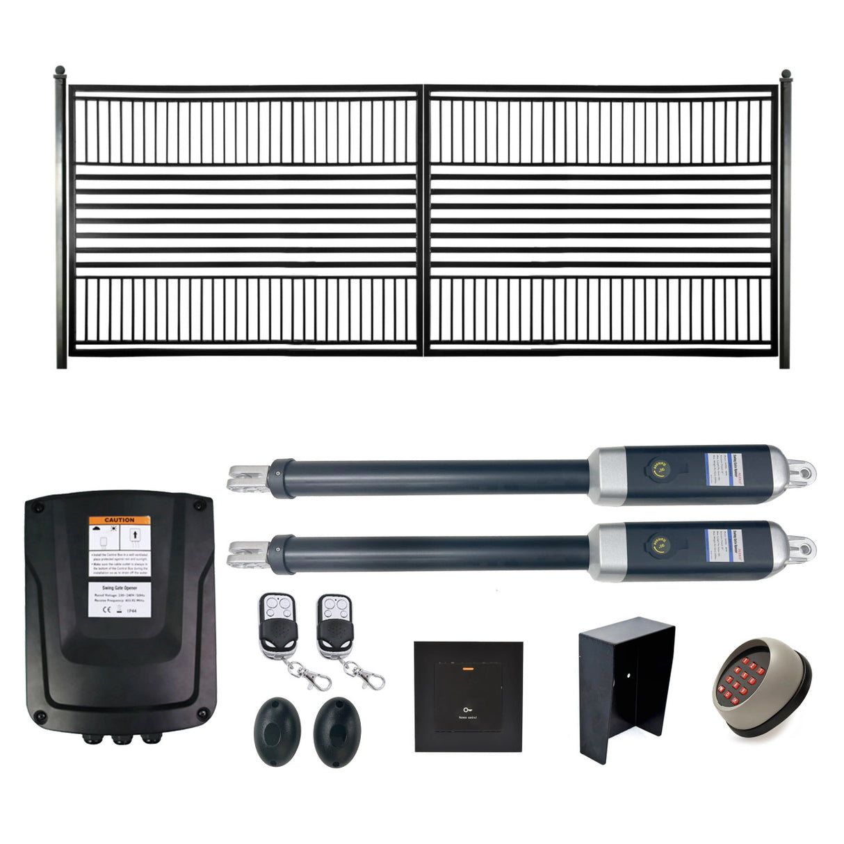 Aleko Automated Steel Dual Swing Driveway Gate and Gate Opener Complete Kit – Barcelona Style – 16 x 6 Feet