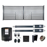 Aleko Automated Steel Dual Swing Driveway Gate and Gate Opener Complete Kit – Florence Style – 16 x 6 Feet