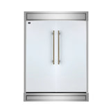 FORNO Maderno 60" 27.2 cu.ft. Convertible Refrigerator and Freezer with Modern Trim Kit in White with Antique Brass Handles, FFFFD1722-60MG-WHT