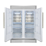 FORNO Maderno 60" 27.2 cu.ft. Convertible Refrigerator and Freezer with Grill Trim Kit in White with Antique Brass Handles, FFFFD1722-60SG-WHT