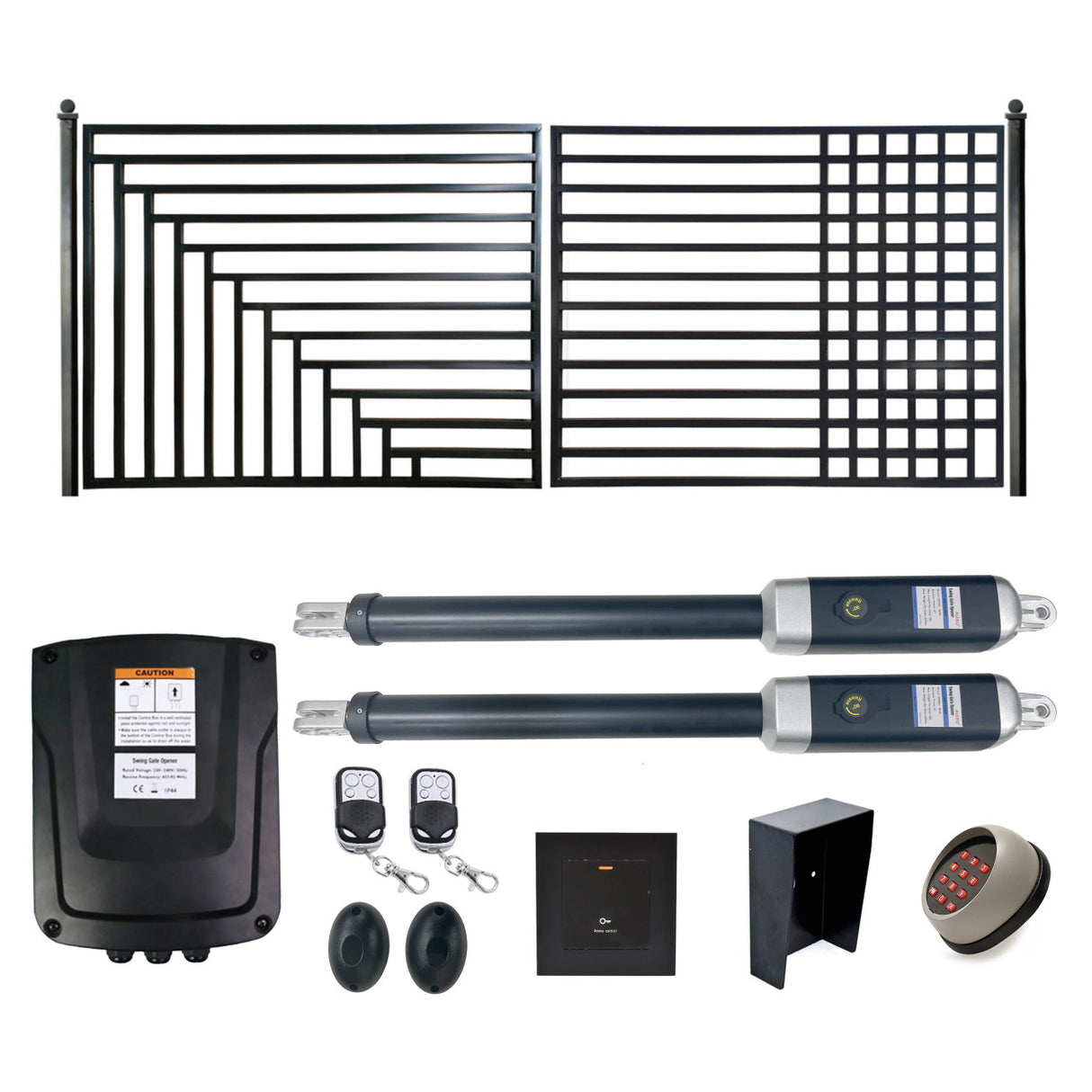 Aleko Automated Steel Dual Swing Driveway Gate and Gate Opener Complete Kit – Kyiv Style – 18 x 6 Feet