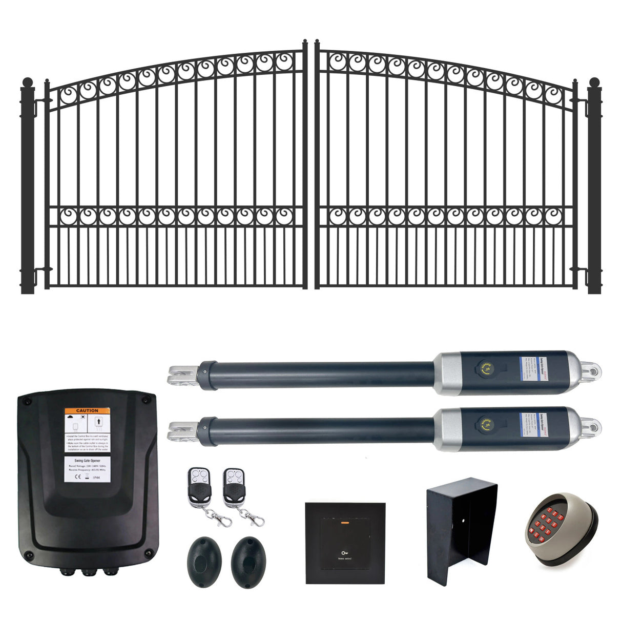 Aleko Automated Steel Dual Swing Driveway Gate and Gate Opener Complete Kit – PARIS Style – 18 x 6 Feet