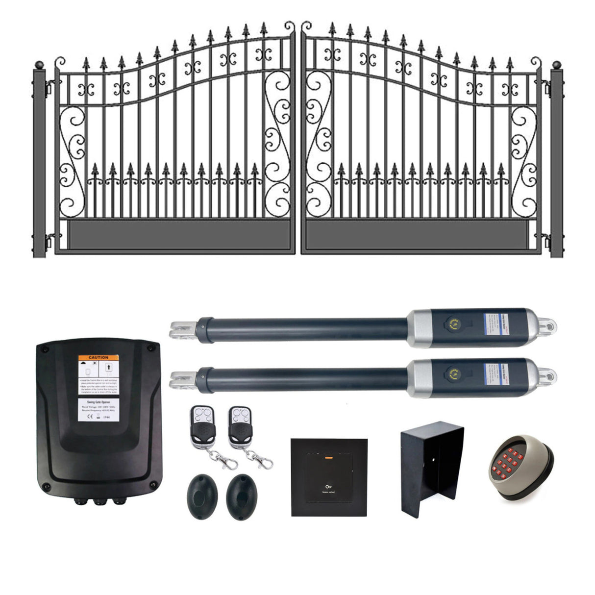 Aleko Automated Steel Dual Swing Driveway Gate and Gate Opener Complete Kit – Venice Style – 18 x 6 Feet