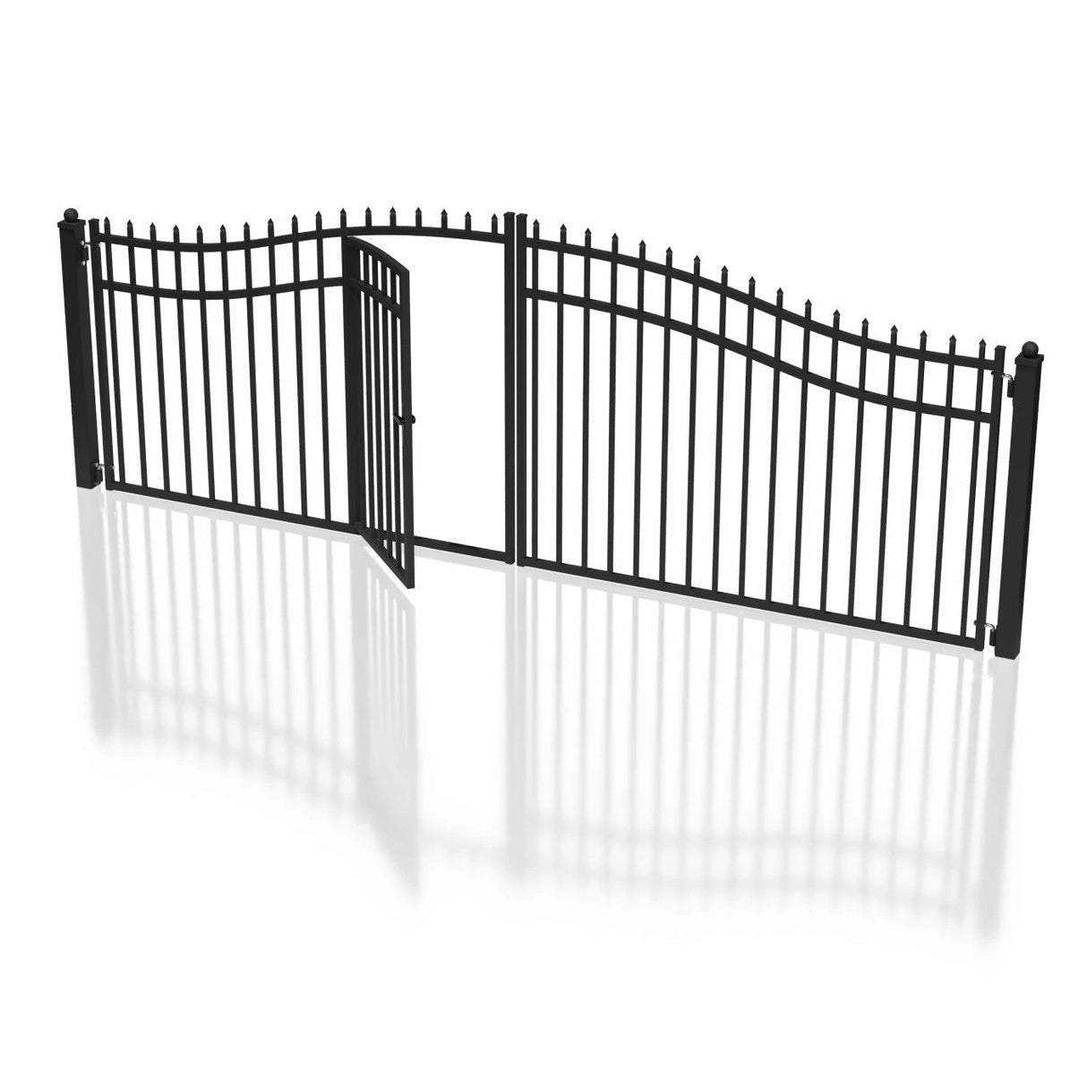18'x7' Steel Dual Swing Driveway Gate with Built-In Pedestrian Door