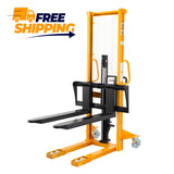 Apollolift Manual Hydraulic Stacker Pallet Stacker Adjustable Forks 2200lbs Cap. 63" Lift Height A-3003