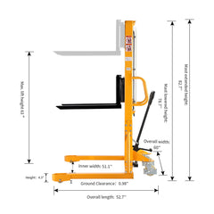 Apollolift Straddle Legs 1100lbs Cap.  63" Lift Height A-3004