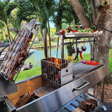 Santa Maria Style Grill enhanced with a 360° rotating Clamp Grill Tagwood BBQ06SS 5 Cooking Zones with a Firebox | PRE-ORDER
