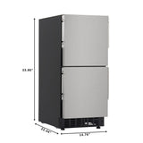 15 in. Panel Ready Built-in Double Refrigerator, Frost-Free Undercounter Fridge with Digital Temperature Control and Stainless-Steel Drawers