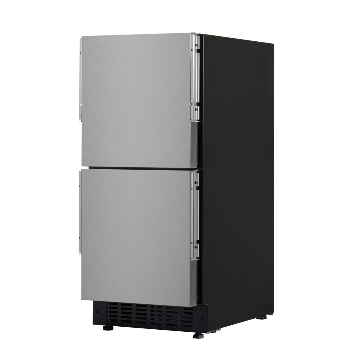 15 in. Panel Ready Built-in Double Refrigerator, Frost-Free Undercounter Fridge with Digital Temperature Control and Stainless-Steel Drawers