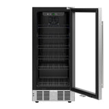 15 in. Small Stainless Steel, Glass-Door Built-In Refrigerator and Beverage Cooler, 3 cu. ft.