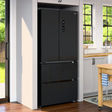 KoolMore 17.9 Cu. Ft. 33-Inch 4-Door French Door Refrigerator with Manual Twist Ice Maker, Black