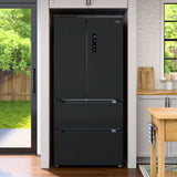 KoolMore 17.9 Cu. Ft. 33-Inch 4-Door French Door Refrigerator with Manual Twist Ice Maker, Black