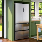KoolMore 17.9 Cu. Ft. 33-Inch 4-Door French Door Refrigerator with Manual Twist Ice Maker, Stainless Steel