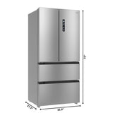 KoolMore 17.9 Cu. Ft. 33-Inch 4-Door French Door Refrigerator with Manual Twist Ice Maker, Stainless Steel