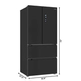 KoolMore 17.9 Cu. Ft. 33-Inch 4-Door French Door Refrigerator with Manual Twist Ice Maker, Black