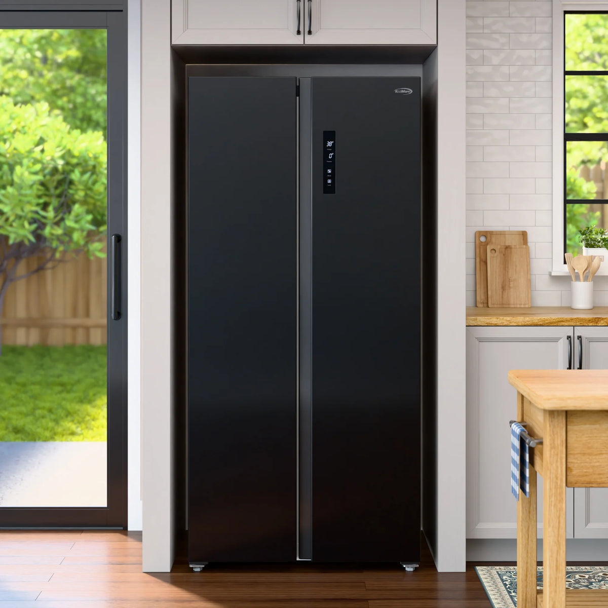 KoolMore 15.6 Cu. Ft. 33-Inch Side-by-Side Refrigerator with Manual Twist Ice Maker, Black