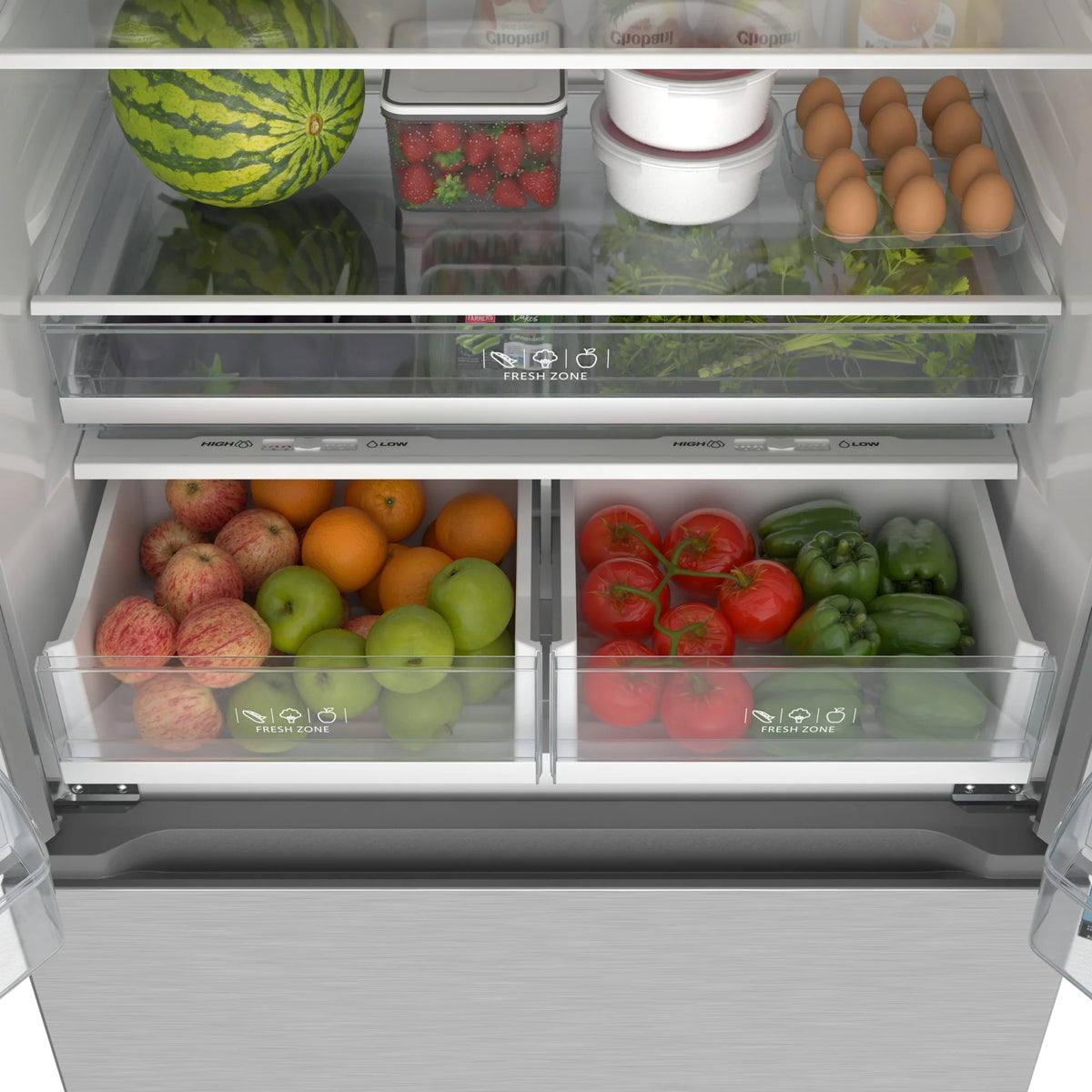 KoolMore 20.3 Cu. Ft. 36-Inch French Door Refrigerator with Automatic Ice Maker, Stainless Steel