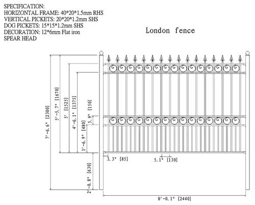 Aleko 2-Panel Fence Kit – LONDON Style – 8x5 ft. Each