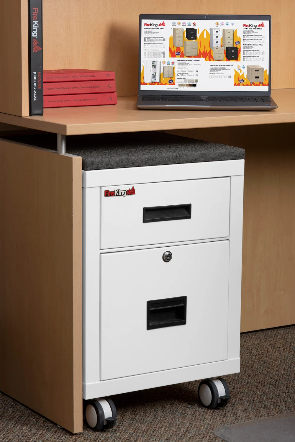 FireKing Mobile Pedestal Legal/Letter File Cabinet - 1-Hour Fire Rated