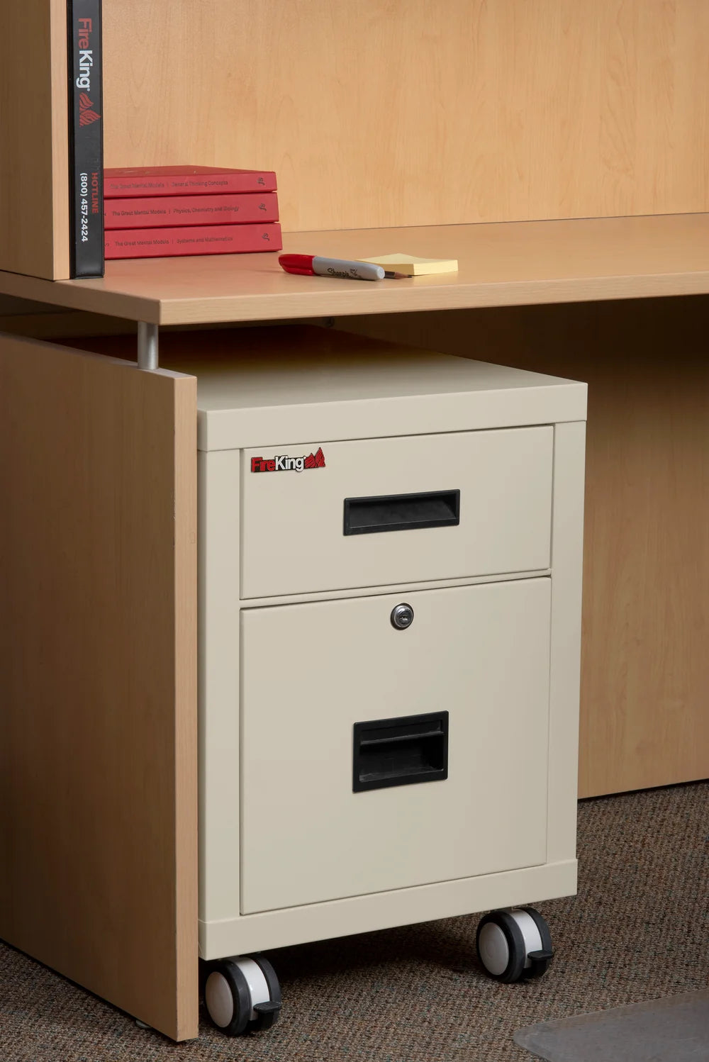 FireKing Mobile Pedestal Legal/Letter File Cabinet - 1-Hour Fire Rated