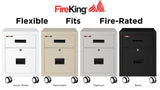 FireKing Mobile Pedestal Legal/Letter File Cabinet - 1-Hour Fire Rated