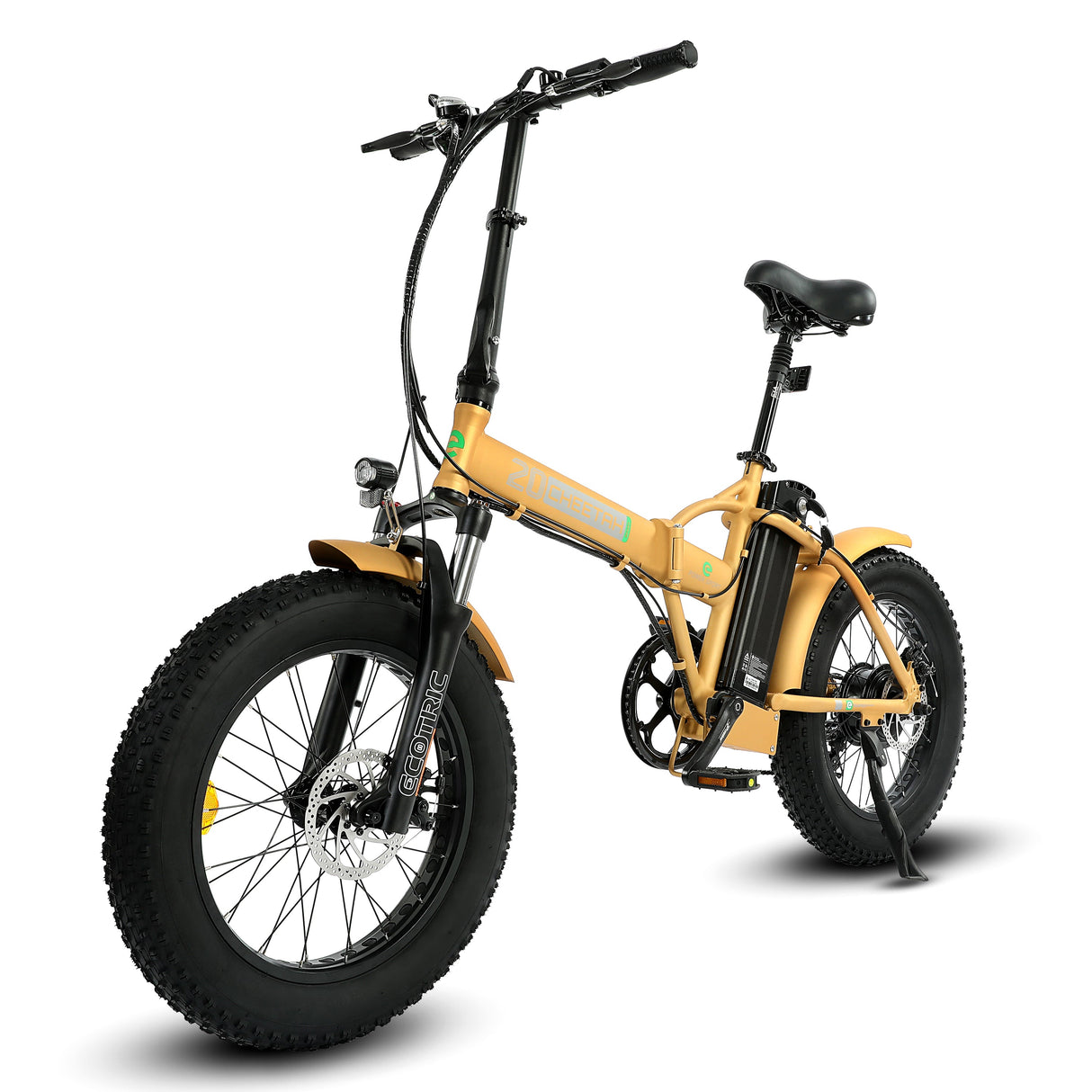 Ecotric 48V Gold Portable And Folding Fat Ebike With LCD Display