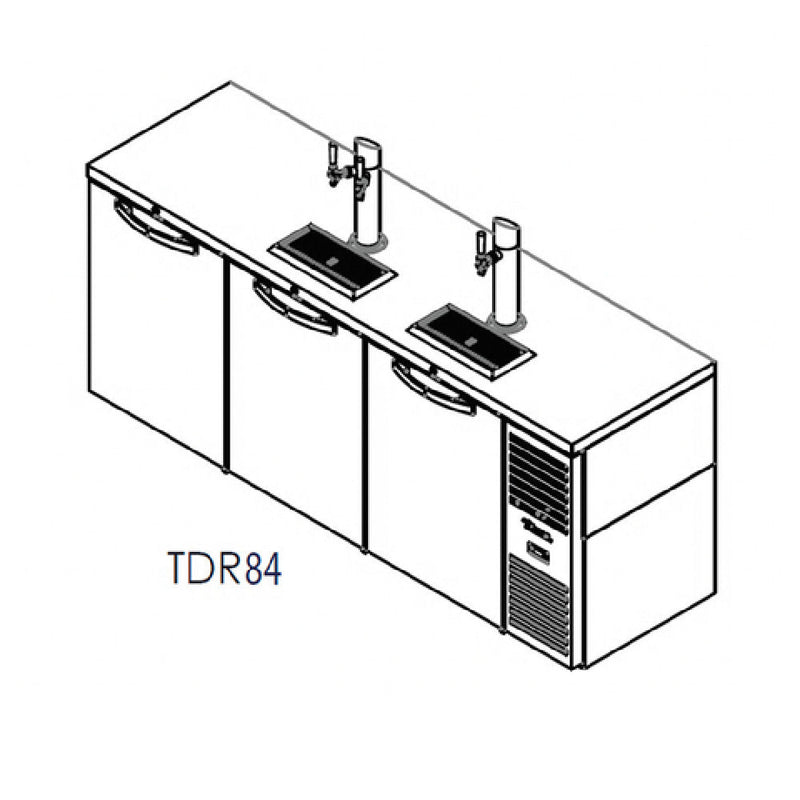 True Refrigeration TDR84-RI Refrigerated Draft Bar Cooler Three-section 84