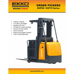 EKKO Lift EOP70 Electric Order Picker 2,200 lbs Capacity - 196" Height