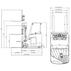 EKKO EK18RF-Li Stand-up Rider Electric Forklift, 4000 lbs Capacity, 216" Lift Height