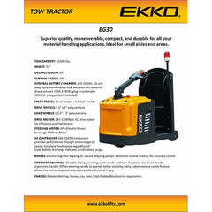 EKKO Lift EG30 Electric Tow Tractor 10,000 lbs Tow Capacity