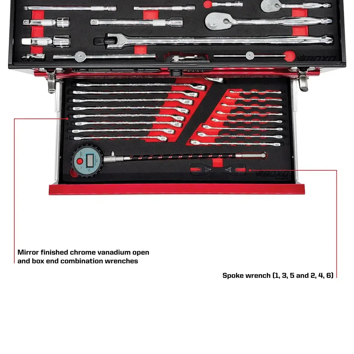 Boxo MotoBox | Ricky Carmichael 3-Drawer Portable Tool Box with 103-Piece Metric Motorcycle Tool Set