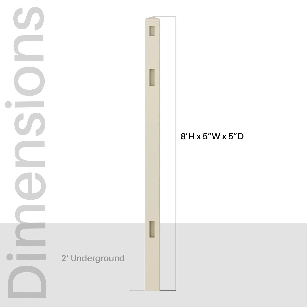 Aleko 5 in. x 5 in. x 8 ft. Vinyl Fence 3-Way Post for 3-Rail Fencing – Sand