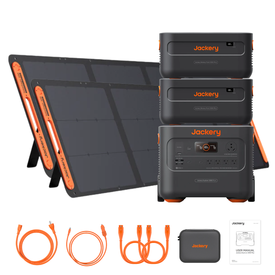 Jackery Explorer 2000 Plus Solar Generator Kit (6kWh) + 2 x SolarSaga 200W Portable Solar Panel
