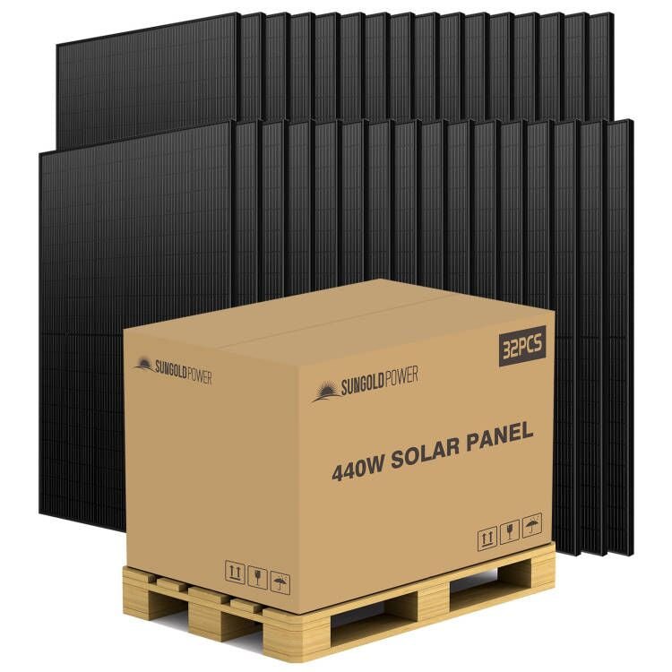 Sungold Power 440W MONO BLACK PERC SOLAR PANEL FULL PALLET (32 PANELS) UL 61730