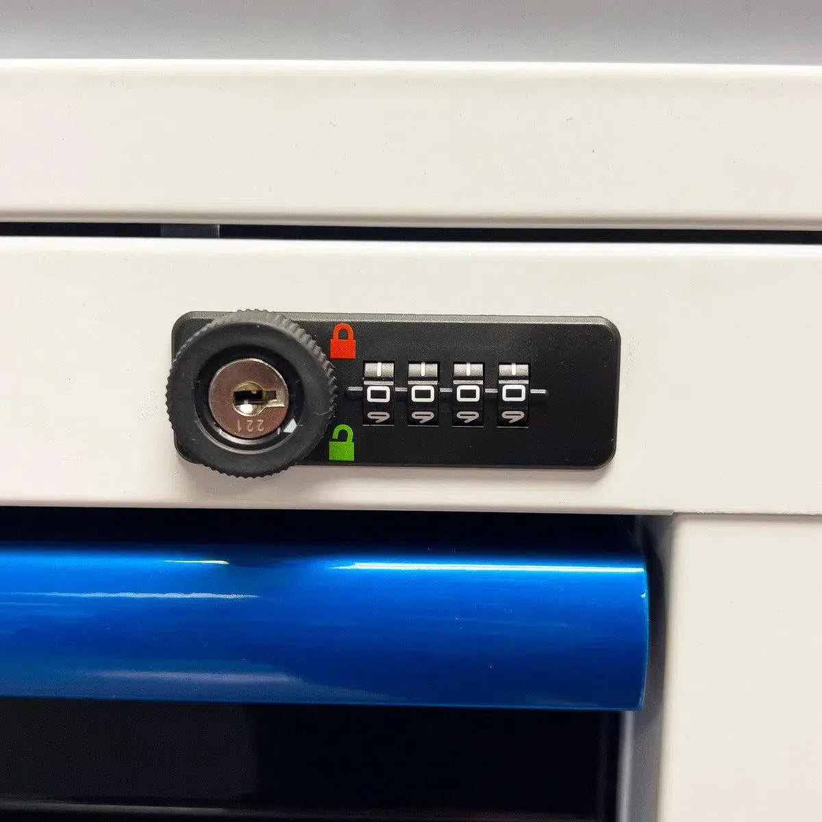 Boxo Pro Series | 45" 19-Drawer Rolling Tool Box | White and Blue