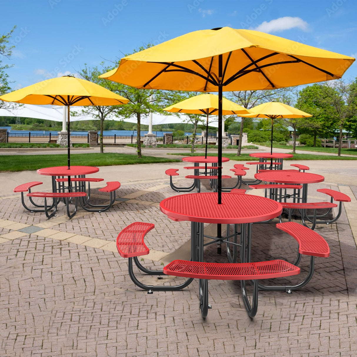 46" Round Picnic Tables With Umbrella Hole
