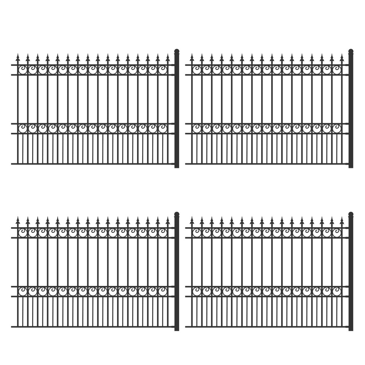 Aleko 4-Panel Steel Fence Kit – LONDON Style – 8x5 ft. Each