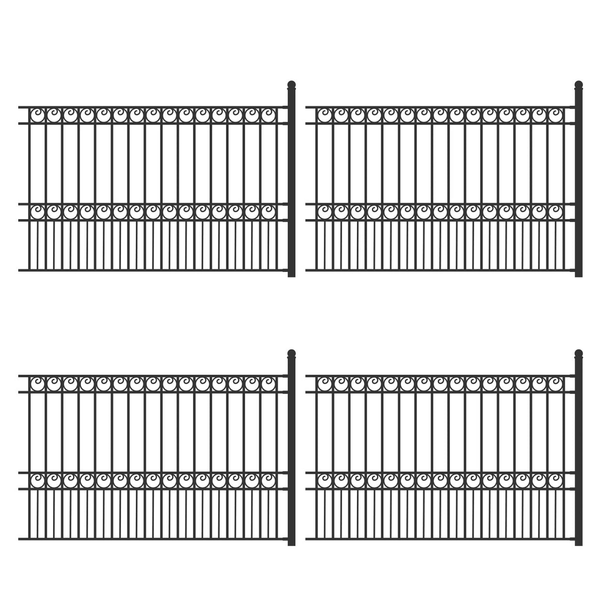 Aleko 4-Panel Steel Fence Kit – PARIS Style – 8x5 ft. Each