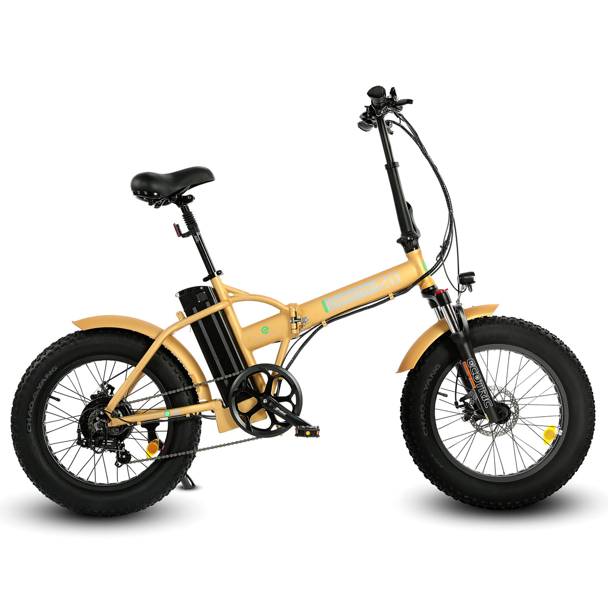 Ecotric 48V Gold Portable And Folding Fat Ebike With LCD Display