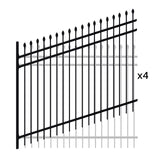 Aleko Commercial Grade Steel Fence Kit – Tokyo Style – 4 Panels (8x6 ft.) for Flat and Sloped Installation