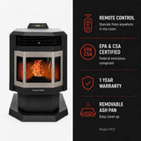 ComfortBilt HP21 24" Black Wood Pellet Stove with Stainless Steel Trim