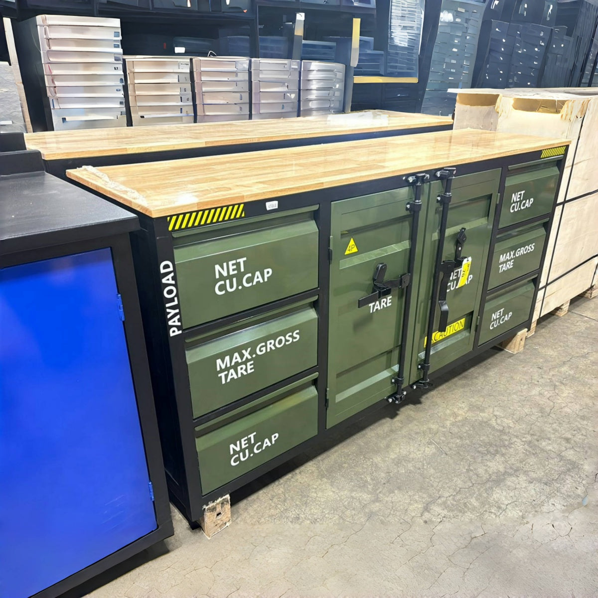 6.5ft Workbench Cabinet with 6 Drawers and 2 Cabinets