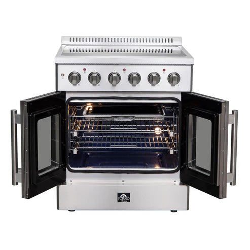 FORNO Galiano 30" 4.32 cu. ft. Freestanding Electric Range with French Door in Stainless Steel, FFSEL6917-30