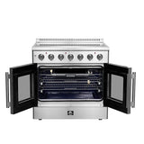 FORNO Galiano 36" 5.36 cu. ft. Freestanding Electric Range with French Door in Stainless Steel, FFSEL6917-36