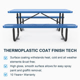 6 ft Metal Picnic Tables for Outdoors, Rectangle Coated Steel Patio Furniture Set